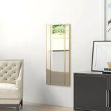 HOMCOM Decorative Grid Wall Mirror, with Back Hooks - Gold Tone