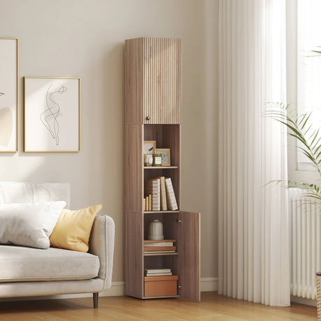 HOMCOM 6-Tier Tall Bathroom Cabinet - Natural