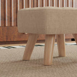 HOMCOM Linen-Look Square Padded Footstool - Brown