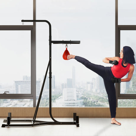 HOMCOM Adjustable Freestanding Speedbag, Punch Bag Hanger, Black