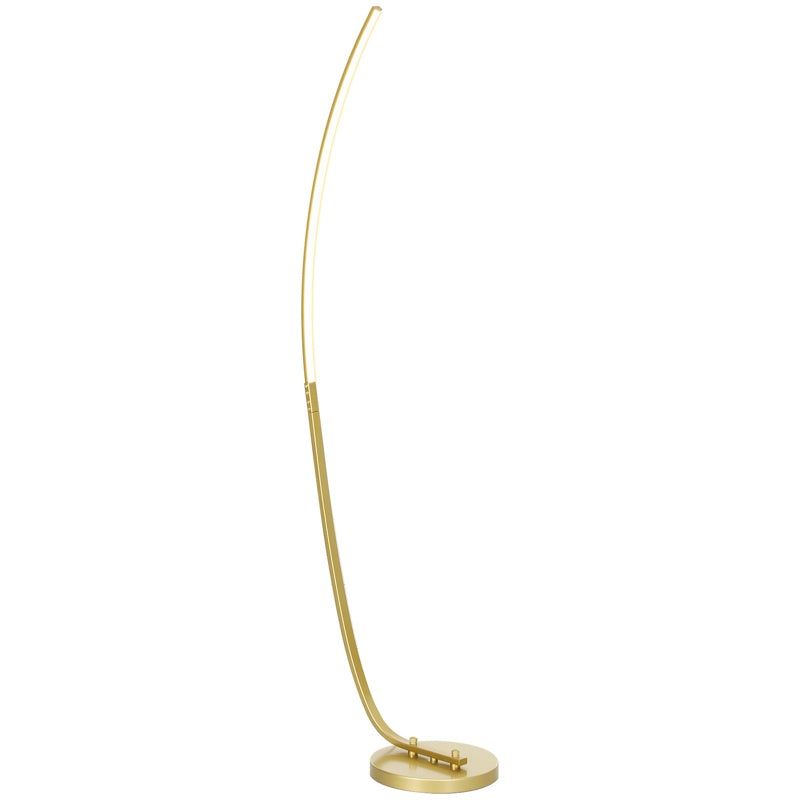 HOMCOM Modern 147cm Curved LED Floor Lamp - Gold Tone