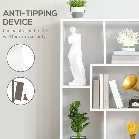 HOMCOM 8-Cube Bookcase, Tall Display Shelf, Standing Storage Rack for Study Room, Living Room, 70 x 24 x 178cm, White