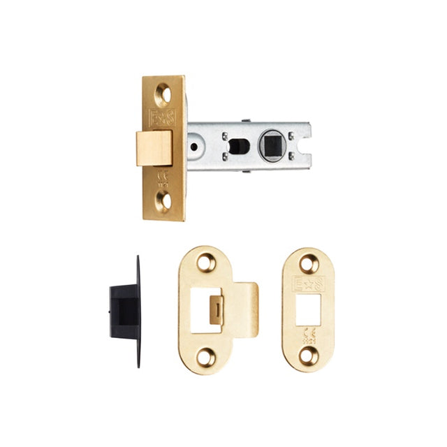 64MM BOLT-THROUGH TUBULAR LATCH - 8MM FOLLOWER - RADIUS_x005F
 - ELECTRO BRASSED - 64mm - EACH