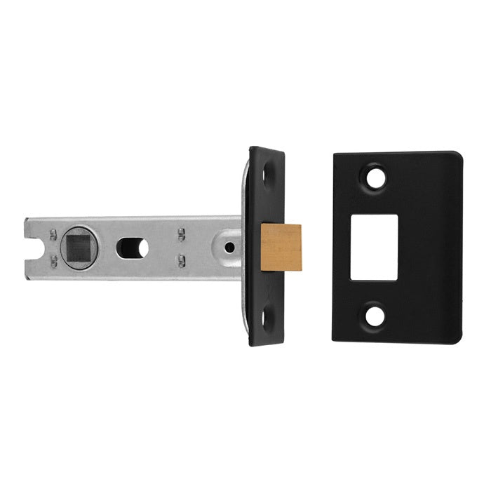 76MM BOLT-THROUGH TUBULAR LATCH - 8MM FOLLOWER - SQUARE - MATT BLACK - EACH