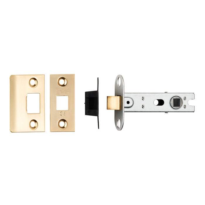 76MM BOLT-THROUGH TUBULAR LATCH - 8MM FOLLOWER - SQUARE - SATIN BRASS - EACH
