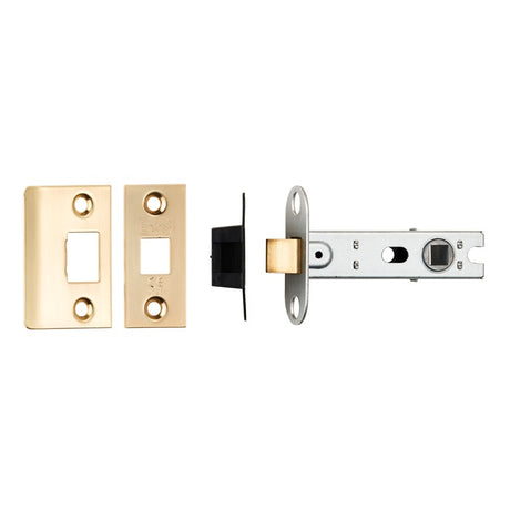 76MM BOLT-THROUGH TUBULAR LATCH - 8MM FOLLOWER - SQUARE - SATIN BRASS - EACH