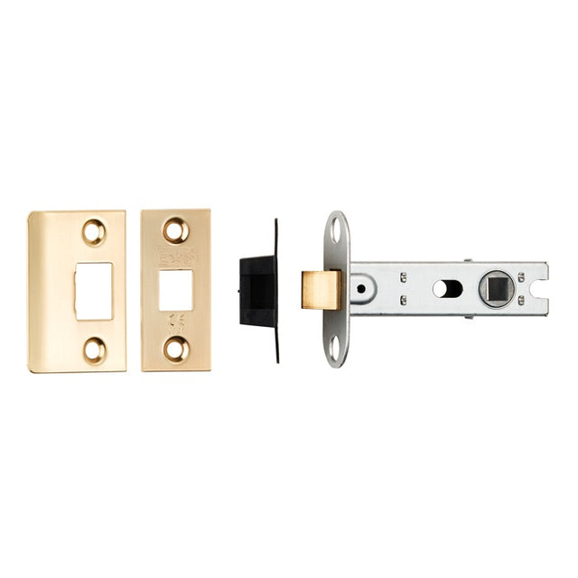 76MM BOLT-THROUGH TUBULAR LATCH - 8MM FOLLOWER - SQUARE - SATIN BRASS - EACH