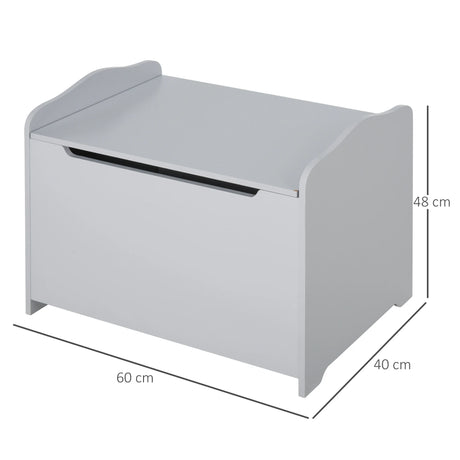 HOMCOM Wooden Kids Toy Box Children Storage Organizer Chest Safety Hinge Playroom Furniture Grey