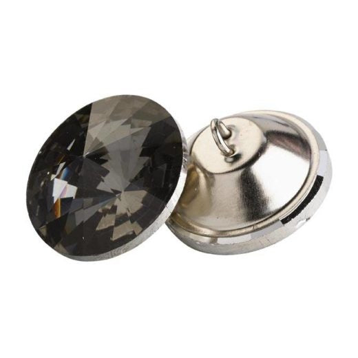 20mm Black Glass Crystal Button – Pack 10