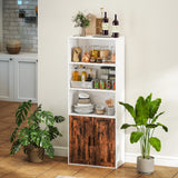 HOMCOM 5-Tier Bookcase with Adjustable Shelf - Rustic Brown