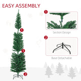 HOMCOM 7.5' Artificial Prelit Christmas Trees Holiday Dcor with Colourful LED Lights, Pencil Shape, Steel Base