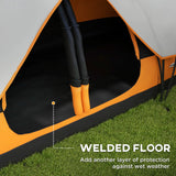 Outsunny 2 Bedroom Tent Six-man Seates Family Camping for Outdoor Adventure, Orange