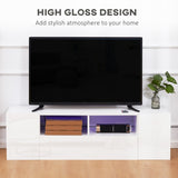 HOMCOM 16 LED Light TV Stand, with Storage - High Gloss White