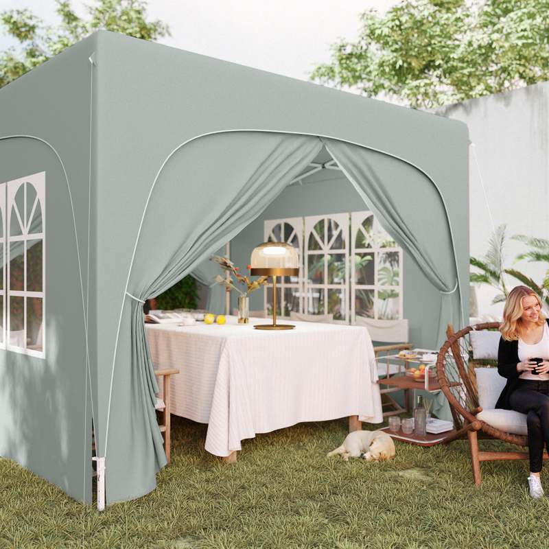 Outsunny 3 x 3m Pop-Up Gazebo Shelter, with Accessories - Light Grey