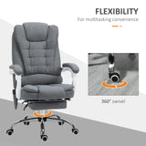 Vinsetto Heated 6 Points Vibration Massage Executive Office Chair Adjustable Swivel Ergonomic High Back Desk Chair Recliner with Footrest Grey