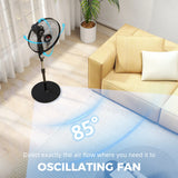 HOMCOM 16in Pedestal Standing Floor Fan, Oscillation Cooling Fan with Remote Control, Black