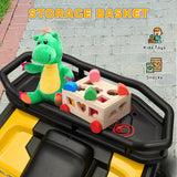 AIYAPLAY 12V Kids Electric Ride on ATV, Battery-Powered Quad Bike w/ Spring Suspension, Forward Backward, Storage Basket, Yellow