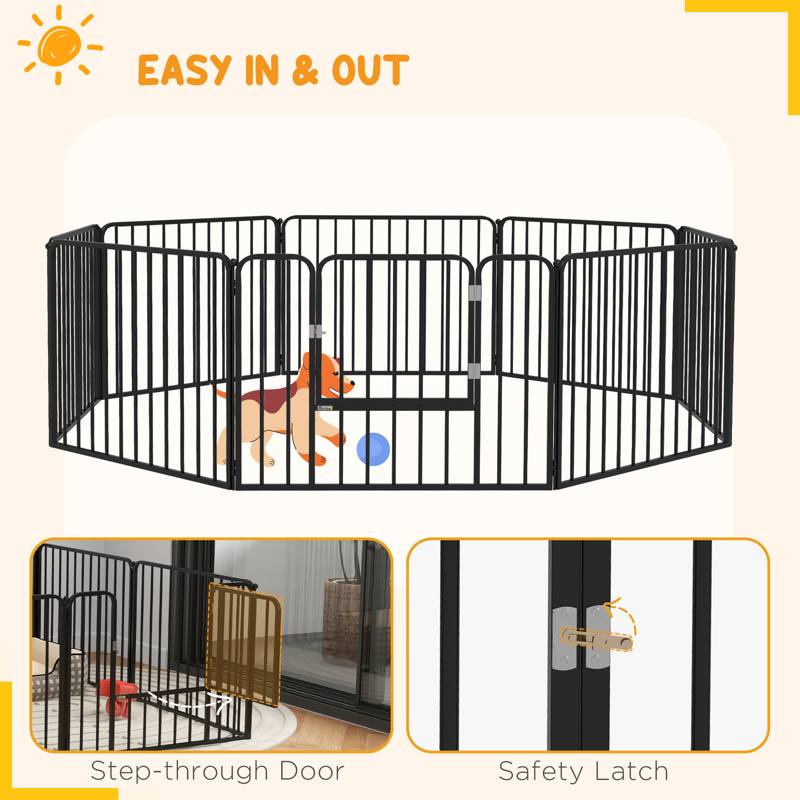 PawHut 60cm 8 Panels Heavy Duty Dog Pen, Pet Playpen for Indoors, Outdoors, Small Dogs