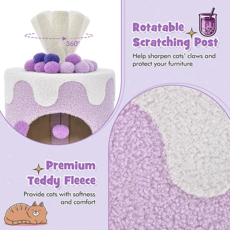 Bubble Tea Cat Tree Tower with Scratching Post-Purple