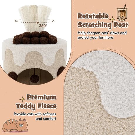 Bubble Tea Cat Tree Tower with Scratching Post-Coffee