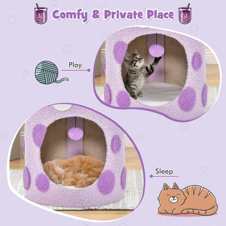 Bubble Tea Cat Tree Tower with Scratching Post-Purple