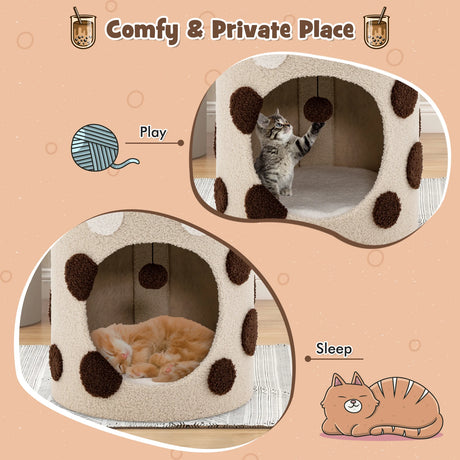 Bubble Tea Cat Tree Tower with Scratching Post-Coffee