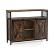 Buffet Cabinet with 3-Level Adjustable Shelves and 2 Sliding Barn Doors-Rustic Brown