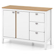 Wooden Kitchen Buffet Cabinet with 2 Door and 3 Pull-out Drawers-White