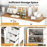 Wooden Kitchen Buffet Cabinet with 2 Door and 3 Pull-out Drawers-White