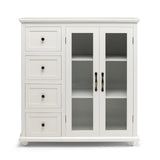 Kitchen Storage Cabinet with Clear Glass Doors for Dining Room/Kitchen/Entryway White