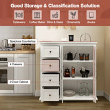 Kitchen Storage Cabinet with Clear Glass Doors for Dining Room/Kitchen/Entryway White