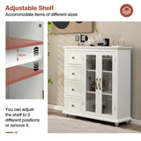 Kitchen Storage Cabinet with Clear Glass Doors for Dining Room/Kitchen/Entryway White