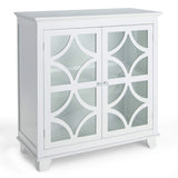 Buffet Sideboard Storage Cabinet with Glass Door for Kitchen Hallway -White