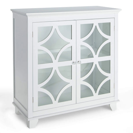 Buffet Sideboard Storage Cabinet with Glass Door for Kitchen Hallway -White
