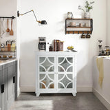 Buffet Sideboard Storage Cabinet with Glass Door for Kitchen Hallway -White