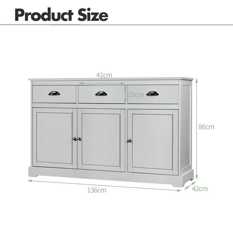 Buffet Sideboard with Cabinets Drawers and Adjustable Shelf-Grey