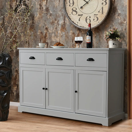 Buffet Sideboard with Cabinets Drawers and Adjustable Shelf-Grey