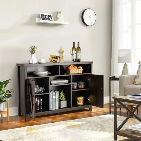 Farmhouse Sideboard with Detachable Wine Rack and Cabinets-Dark Brown