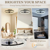 HOMCOM Ceiling Fan with Lights, Dimmable LED Mount Ceiling Fan Light with Remote App Control for Bedroom, Black
