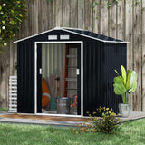 Outsunny 7 x 4ft Weatherproof Shed, Outdoor Bike Storage Shed with Ventilation Slots, Foundation Kit and Lockable Double Doors, Dark Grey
