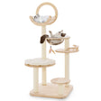 4-in-1 Large Wooden Cat Tower with Space Capsule Nest for Indoor Cats