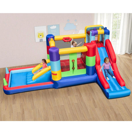 7-in-1 Building Block Inflatable Bounce House with 2 Slides (without Blower)