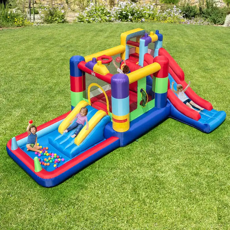 7-in-1 Building Block Inflatable Bounce House with 2 Slides (without Blower)
