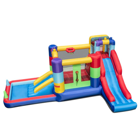 7-in-1 Building Block Inflatable Bounce House with 2 Slides (without Blower)