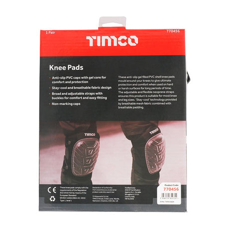 TIMCO Anti-Slip Knee Pads with Gel Protection and Velcro Fastening. Pair