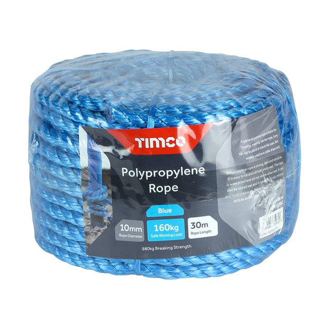 TIMCO Blue Polypropylene Rope Coil - 10mm x 30m