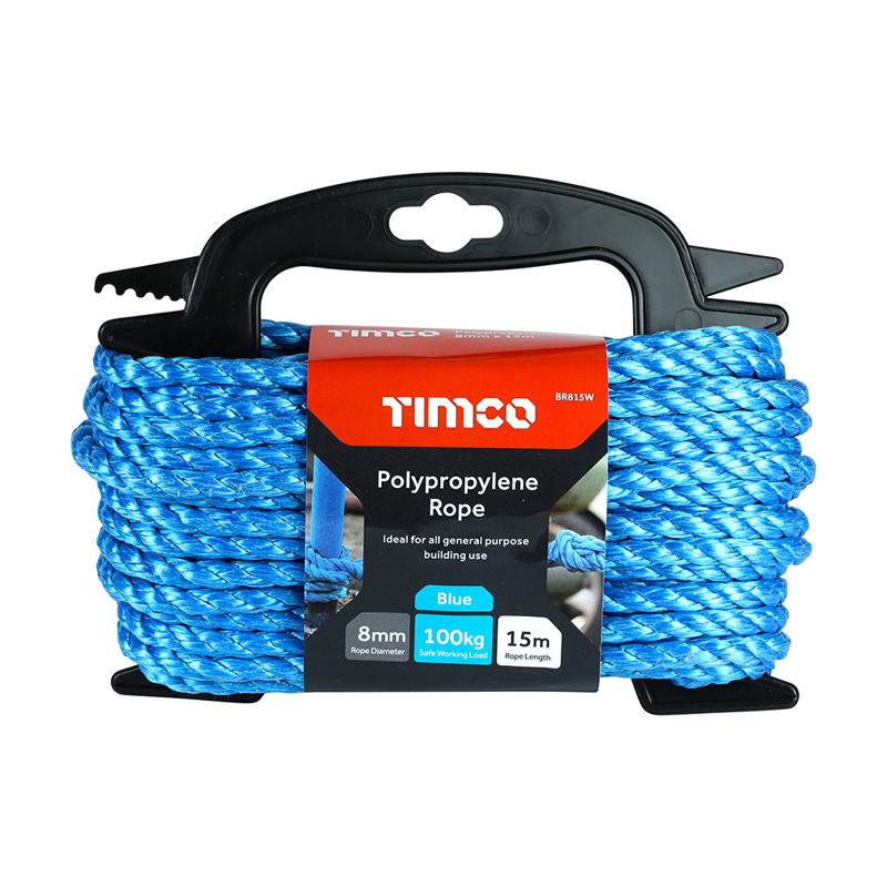 TIMCO Blue Polypropylene Rope on Winder - 8mm x 15m