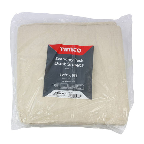 3 x TIMCO Cotton Twill Dust Sheet - 12ft x 9ft