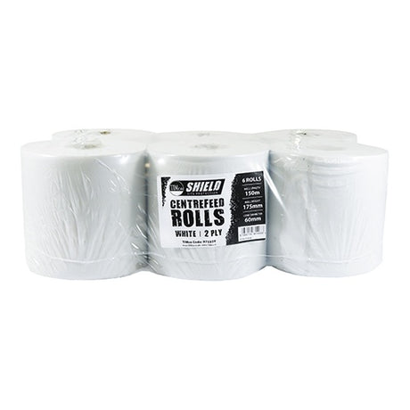 6 x TIMCO Centrefeed Rolls - White - 150m x 175mm