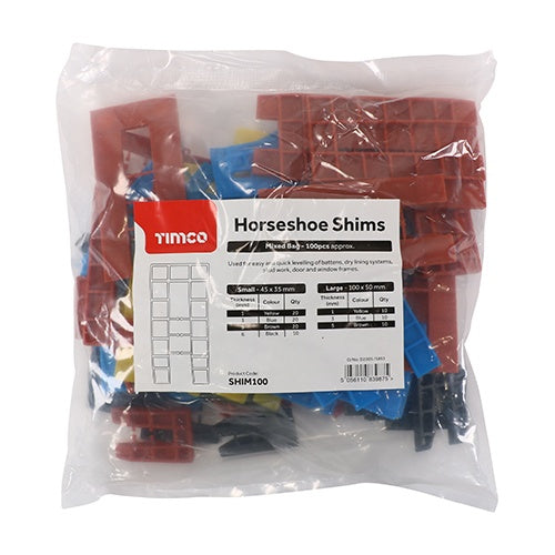 100 x TIMCO Assorted Horseshoe Shims - 1.0, 3.0, 5.0, 6.0mm